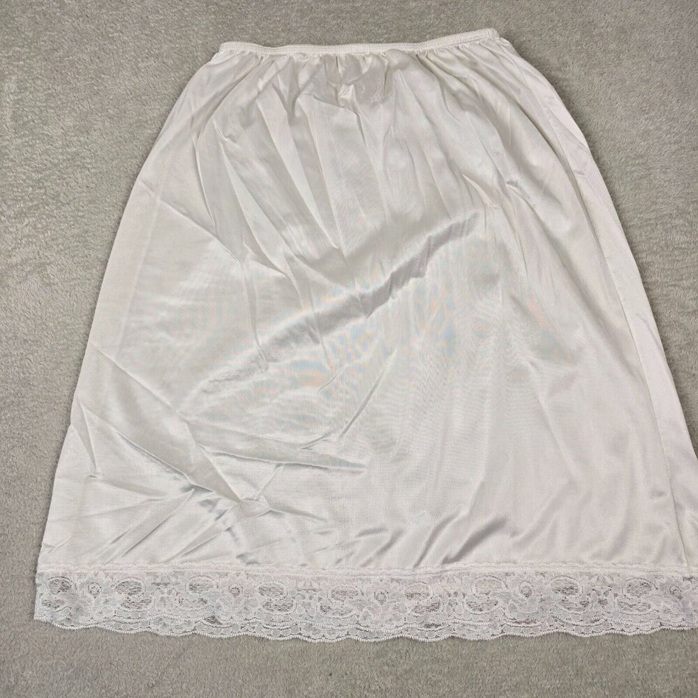 Vintage Kaydette Half Slip Womens 1X White Lace Trim Nylon Fairycore Coquette - Picture 3 of 7